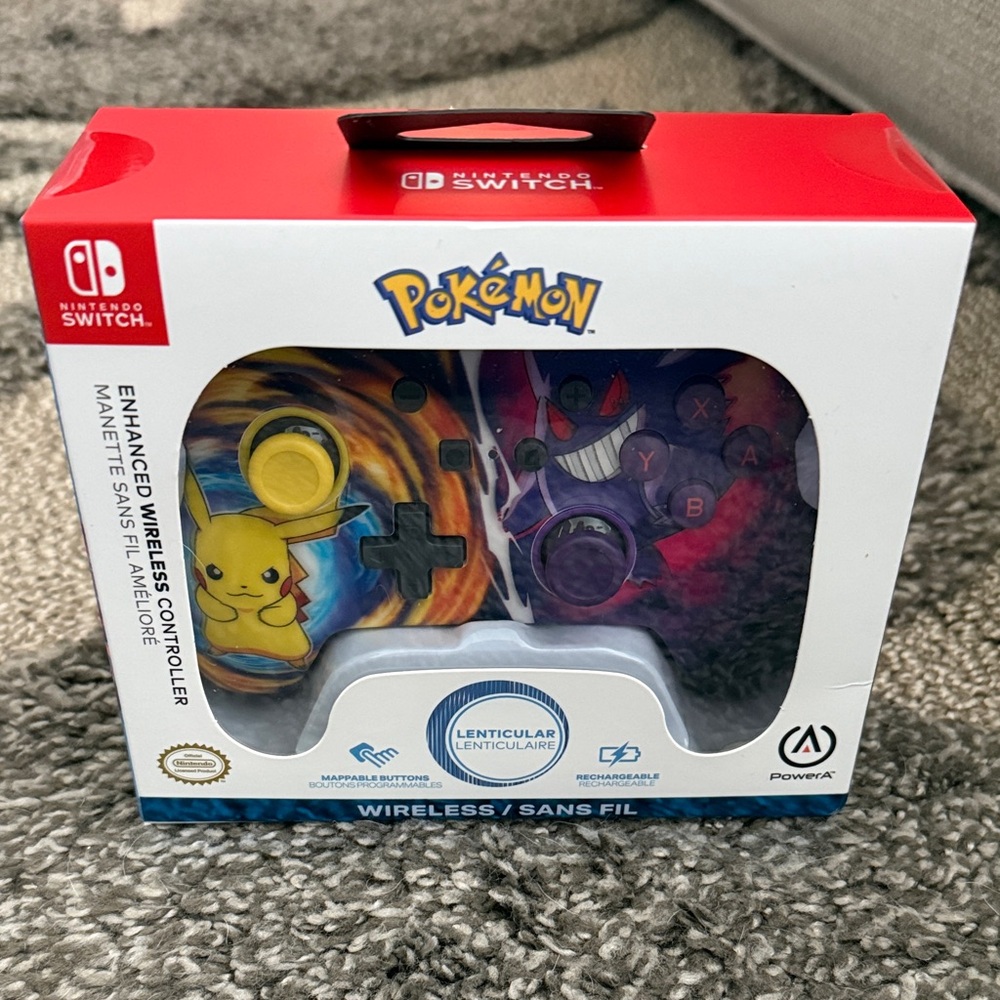 PowerA Pokémon Wireless Controller for Nintendo Switch- Yellow and Purple.